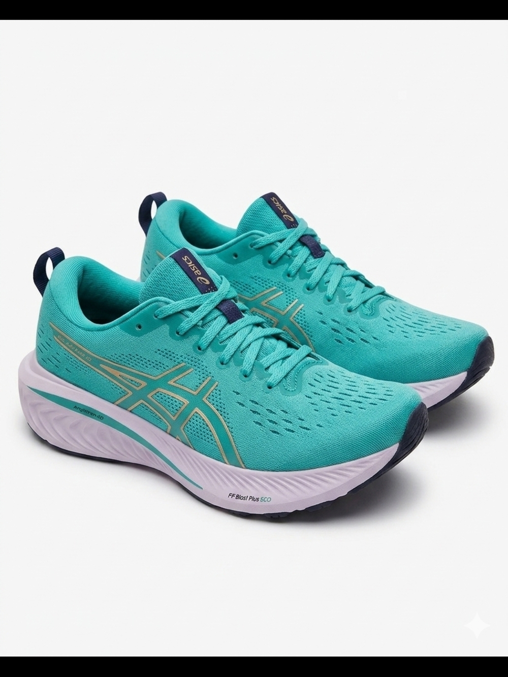 ASICS Women's Teal and Navy Running Shoes with Gold Accents